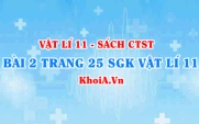 Bài 2 trang 25 SGK Vật lí 11 Chân trời sáng tạo